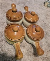 Set Of 4 Vintage Lidded French Onion Soup Bowls