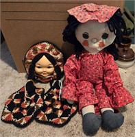 Vintage Handmade Folkart Cloth/Crocheted Dolls