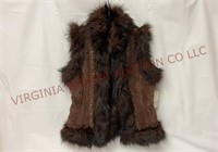 Live A Little Leather & Faux Fur Size M Vest wTags