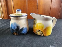 Laurie gates floral sugar bowl and creamer