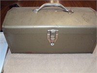 Vintage Metal Tool Box with Contents Over 20 items