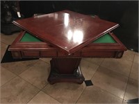 Ornate Wood pedestal gaming table with pocket