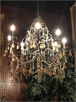 Metal base hanging Chandelier with beads and