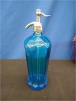Blue Glass 1935 Seltzer Bottle
