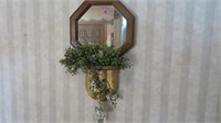 Hectagon mirror (11 1/4" x 11 1/4") with greenery