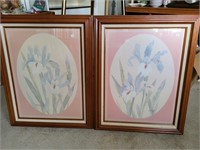 Pair of Framed Floral Art - Signed M. Storm