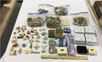 Costume jewelry lot w/ pins