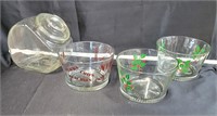3 Glass Bowls & Jar w Lid
