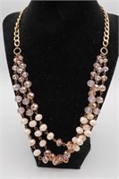 Three Stand Pink Bead Necklace