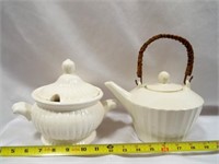 White Porcelain Tea Pot & White Tureen w/Lid