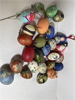 Large lot of vintage Easter eggs some hand painted