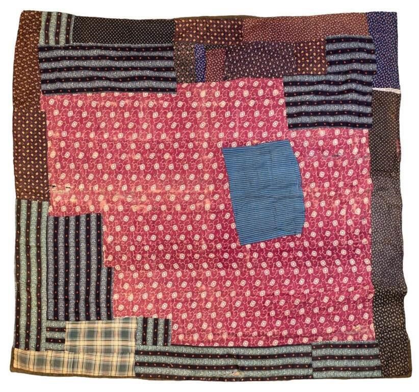 Black Family 19th C. Quilt, Reversible