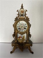 Antique French Marti Gilt Porcelain Mantle Clock