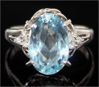 Platinum 3.94 ct Aquamarine & Diamond Ring