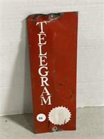 Vintage Metal Telegram Sign, 10x3 "