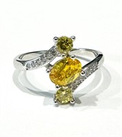 ELEGANT CANARY YELLOW CZ 3CT COCKTAIL RING