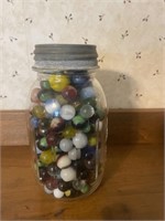 Jar of marbles, galvanized lid
