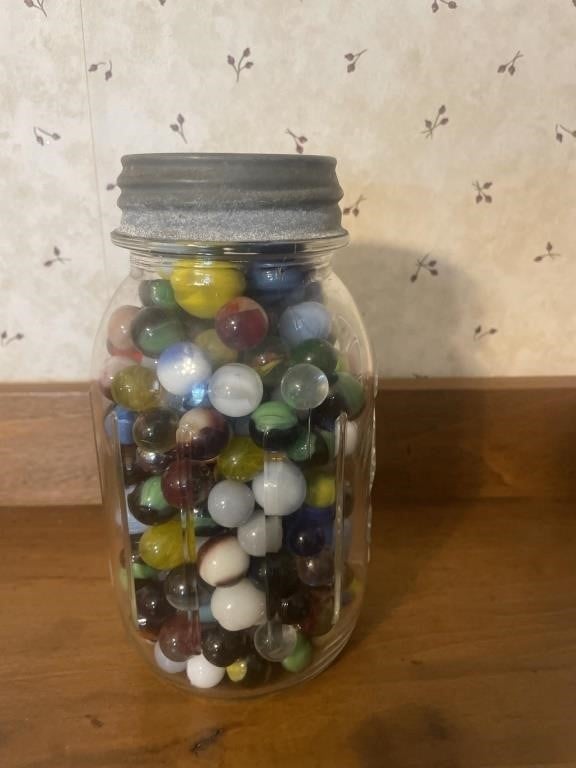 Jar of marbles, galvanized lid