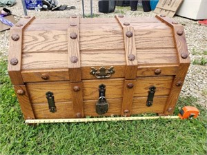 Handmade heavy oak toy chest