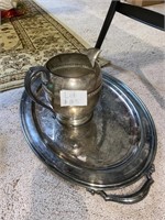 Silver on Copper Pitcher/Platter