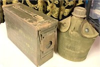 Army Metal Ammo Container & Army Canteen