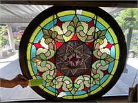 3ft diameter round leaded glass - Knight Templar