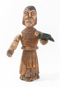 Ethnographic Figure of a Man with a Bird, 19th C