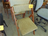 Wood and Fabric Folding Chairs