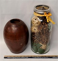 Large Mason Jar Decor Filled/Pottery Vase-MEXICO