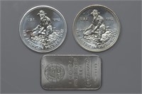 3 - Silver .999 1ozt Engelhard Rounds/Bar (3ozt