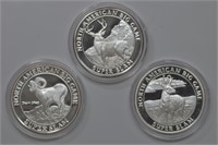 3 - No. American Big Game Silver .999 1ozt Rounds