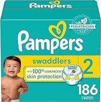 186-Pk Pampers Diapers Size 2 Swaddlers Disposable