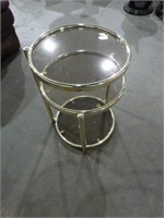 Brass & Glass Side Table 17" Round x 23" High