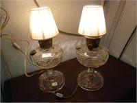 2 Oil Lamps Electrified 17" High - Works