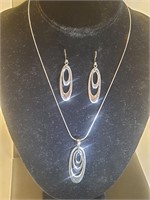 STERLING 1960'S STYLE NECKLACE/EARRING SET