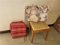 Wood stool and cushions