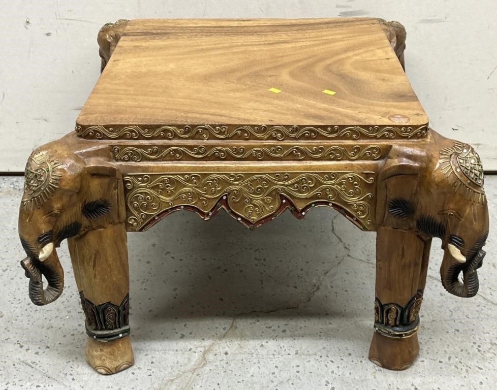 Carved Wood Elephant Table