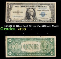 1935G $1 Blue Seal Silver Certificate Grades vf++