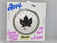 2014 1oz .999 Silver Frosted Canada Maple Leaf