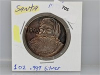 1995 1oz .999 Silver Santa Round