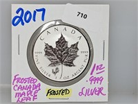 2017 1oz .999 Silver Frosted Canada Maple Leaf