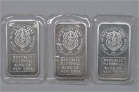 3 - Silver 1ozt .999 (3ozt TW) Art Bars