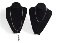 2 Sterling Silver 925 Necklaces Rosary