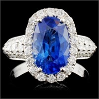 18K White Gold 3.19ct Sapphire & 0.73ct Diamond Ri