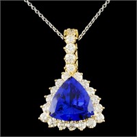 18K Gold 6.84ct Tanzanite & 1.96ctw Diamond Pendan