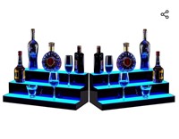 New 2 pack LED lighted liquor bottle display shelf