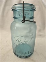 Vintage blue glass ball jar