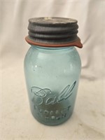 Vintage blue glass ball mason jar