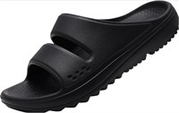 Sz-8 BLACK Womens Recovery Slide Sandals with Orth