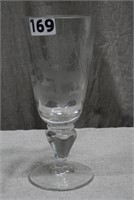 Vintage Etched Glass Goblet